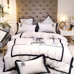 Chanel Logo White And Black Bedding Set