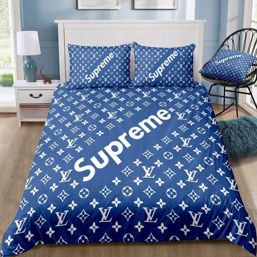 louis vuitton and supreme bedding set 4