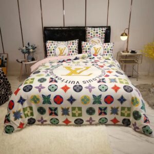 Louis Vuitton Colorful Monogram in White Background Comforter Bedding Set