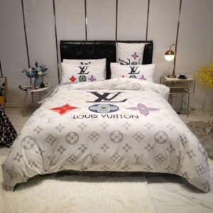 Louis Vuitton Colorful logo in White Background Comforter Bedding Set