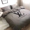 Luxury LV Logo in Grey Background Bedding Set