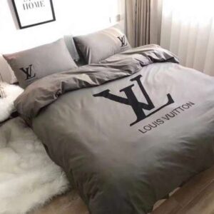 Luxury LV Logo in Grey Background Bedding Set