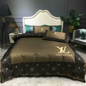 Luxury Louis Vuitton Green and Black Bedding Set