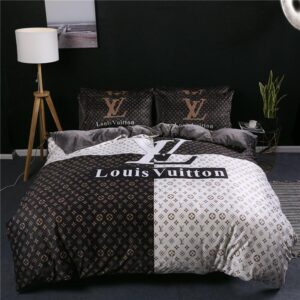 Luxury Louis Vuitton Black And White Monogram Bedding Set