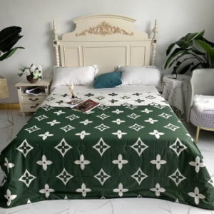 Best Louis Vuitton Green and White Monogram Bedding Set