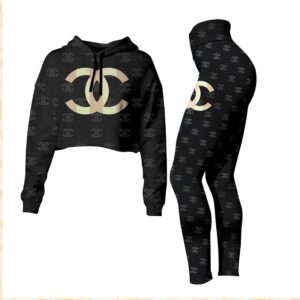 Chanel Black Croptop Hoodie Leggings For Women M2212014