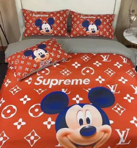 Best Louis Vuitton x Supreme x Mickey Bedding Set