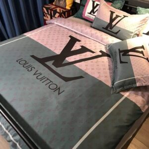 Best Louis Vuitton Grey and Pink Monogram Bedding Set