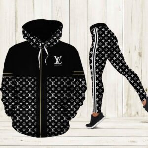 Louis Vuitton Black Hoodie Leggings Luxury Brand LV Clothing Clothes Outfit For Women HT