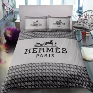 Luxury Grey Paris Hermes Bedding Set
