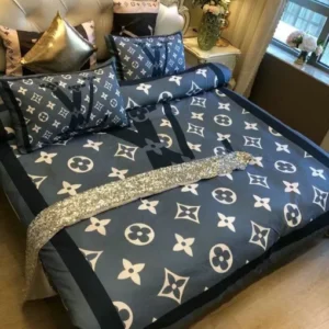 Dark Blue Monogram Louis Vuitton Bedding Set