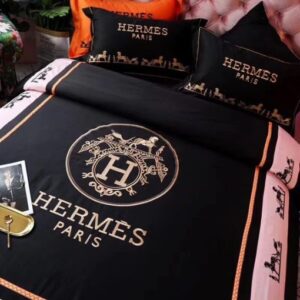 Black And White Paris Hermes Bedding Set