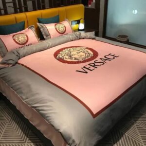 Pink And Grey Versace Bedding Set