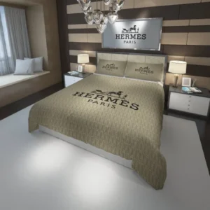 Beige Paris Hermes Bedding Set