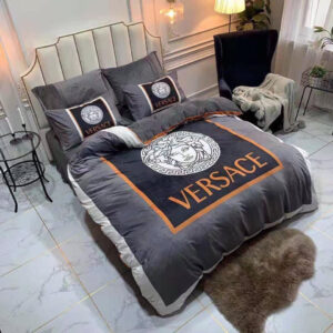 Grey And Black Versace Bedding Set