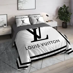 Basic White And Grey Louis Vuitton Bedding Set