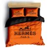 Orange And Black Paris Hermes Bedding Set