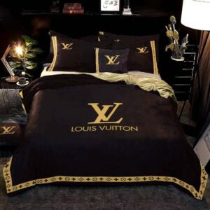 Luxury Black Louis Vuitton Bedding Set