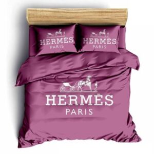 Purple Paris Hermes Bedding Set