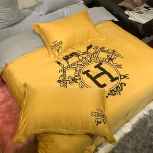 Yellow And Grey Hermes Bedding Set