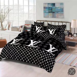 Black Monogram Louis Vuitton Bedding Set