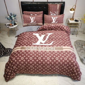 Monogram Louis Vuitton In Brown Background Bedding Set