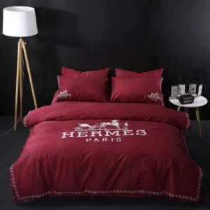 Luxury Red Paris Hermes Bedding Set