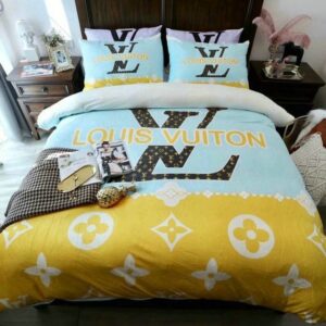 Mint And Yellow Monogram Louis Vuitton Bedding Set