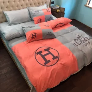 Caro Orange And Grey Hermes Bedding Set