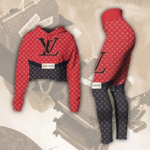 Louis Vuitton Red Croptop Hoodie Leggings For Women M2212029
