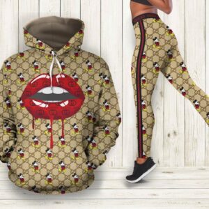 Gucci mickey mouse hoodie leggings luxury brand clothing clothes outfit for women disney adults gifts