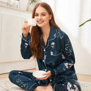 Victoria Secret Floral Print Satin PJ Set