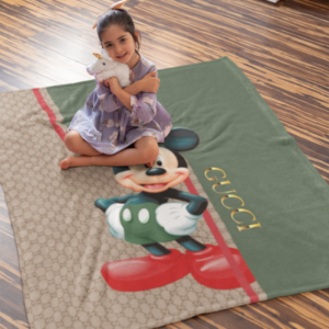Gucci Mickey Luxury Brand Logo Premium Blanket Fleece Home Decor