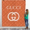 Gucci Orange Fashion Luxury Brand Premium Blanket Fleece Home Decor