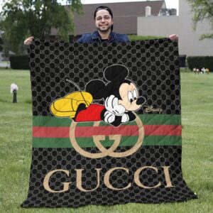 Gucci Mickey Mouse Fashion Luxury Brand Premium Blanket Fleece Home Decor