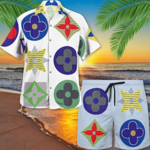 LV Pattern Luxury Brand Fashion Hawaii Set For Men PEA31466