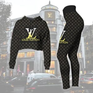 Louis Vuitton Black Croptop Hoodie Leggings For Women M2212018