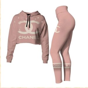 Chanel Pink Croptop Hoodie Leggings For Women M2212015
