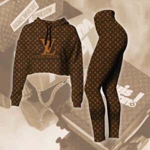 Louis Vuitton Brown Croptop Hoodie Leggings For Women M2212025