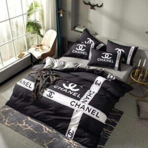 Chanel Logo White Ribbons Bedding Set
