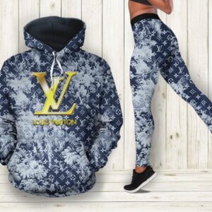 Louis Vuitton Blue Hoodie Leggings Luxury Brand LV Clothing Clothes Outfit For Women HT