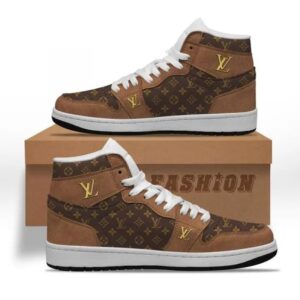LV white brown high air jordan sneakers hot 2026 PEA1018