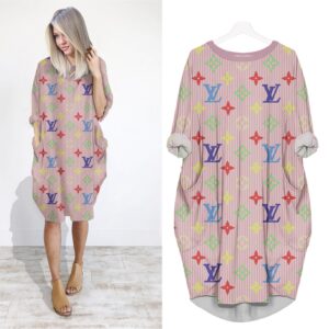 LV Hot Limited Batwing Pocket Dress For Women 2025 Min00315