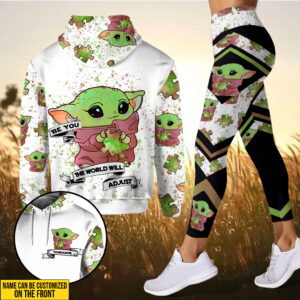 Be you the world will adjust personalized autism awareness hoodie and leggings baby yoda gift autism awareness hoodie ht Hoodie Leggings Set-PM00340