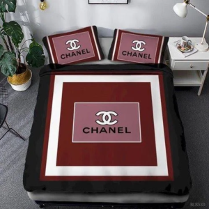 Best Chanel White and Maroon Background Bedroom Set