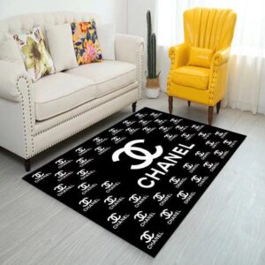 Chanel Black Luxury Area Rug For Living Room Bedroom Carpet Home Decor  LVT00381