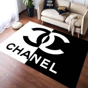 Chanel Black White Luxury Area Rug For Living Room Bedroom Carpet Home Decor LVT00385