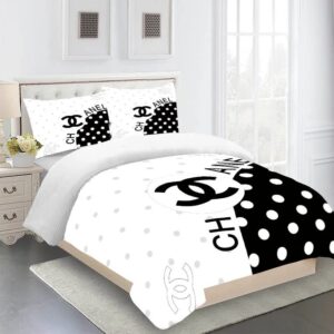 Chanel Black White Luxury Brand Bedding Set LVT00050