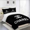 Chanel White Logo Black Luxury Brand Bedding Set LVT00049