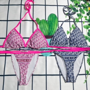 DIOR Monogram Neon Pink & Blue Bikini 2 Pc Set-PM00571
